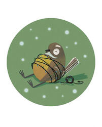 Funny unhinged fantail card. The fantail is wrapped in some Christmas lights.